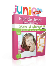 картинка Scrie si sterge Junior Plus. Fise de desen pentru fetite magazinul BookStore in Chisinau, Moldova